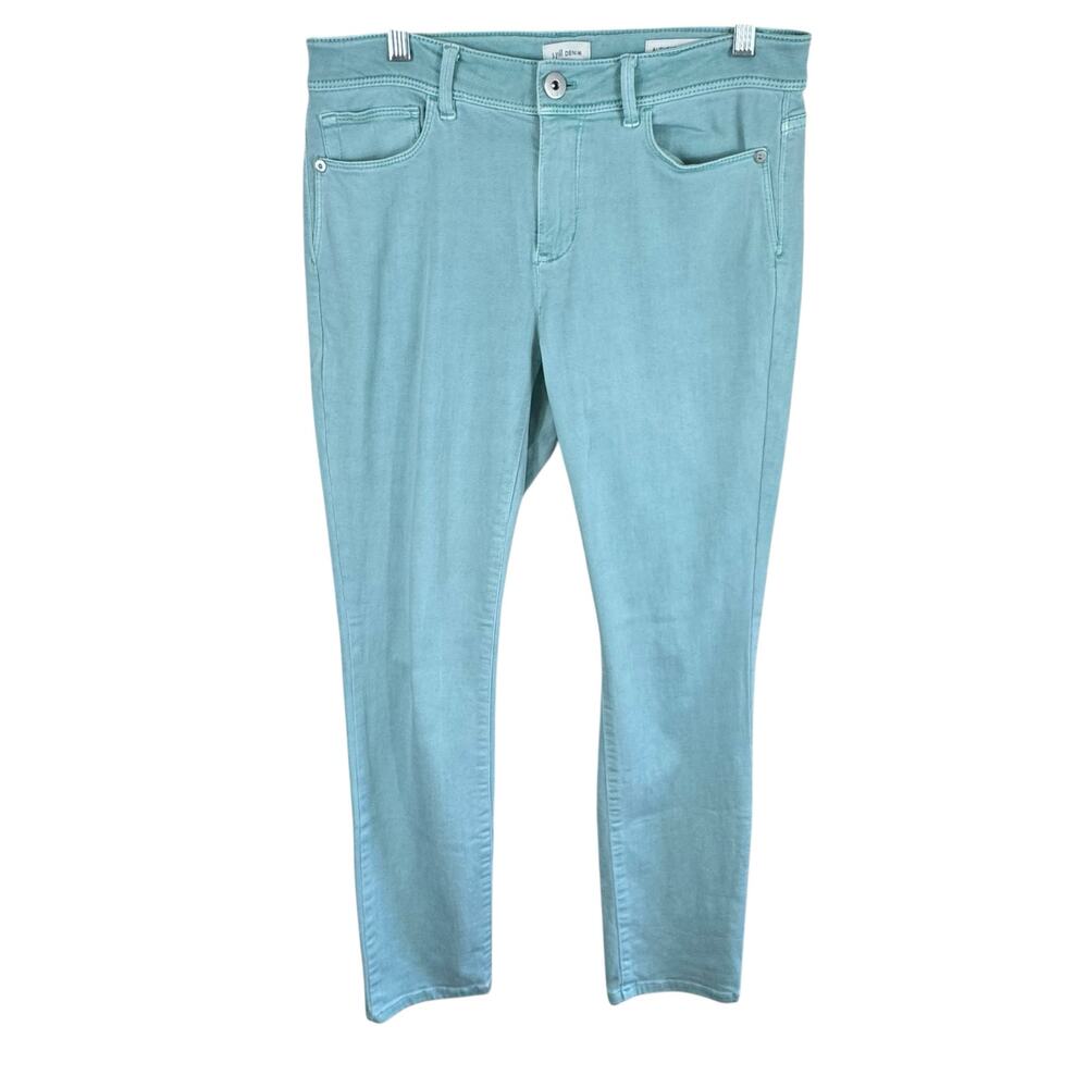 J. Jill Mint Green Cotton Blend‎ Mid Rise Slim Ankle Authentic Fit Jeans Size 4